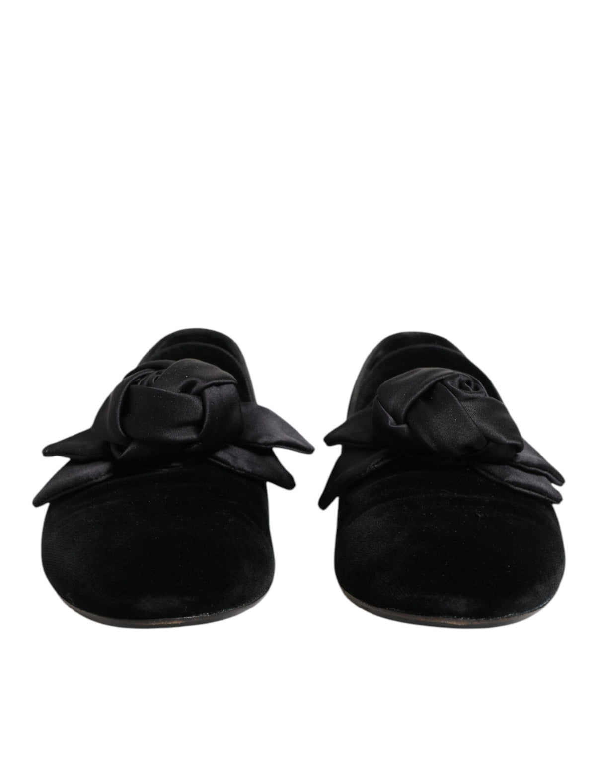 Dolce & Gabbana Black Suede Cotton Rose Slip-On Loafers