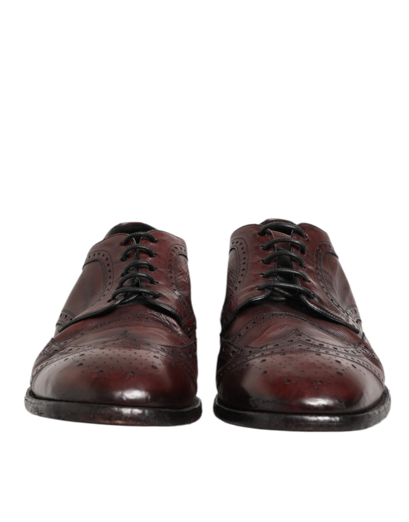 Dolce & Gabbana Bordeaux Leather Lace Up Derby Shoes