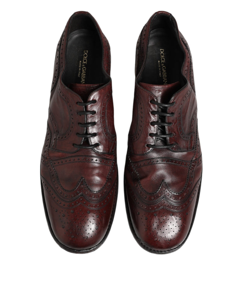 Dolce & Gabbana Bordeaux Leather Lace Up Derby Shoes