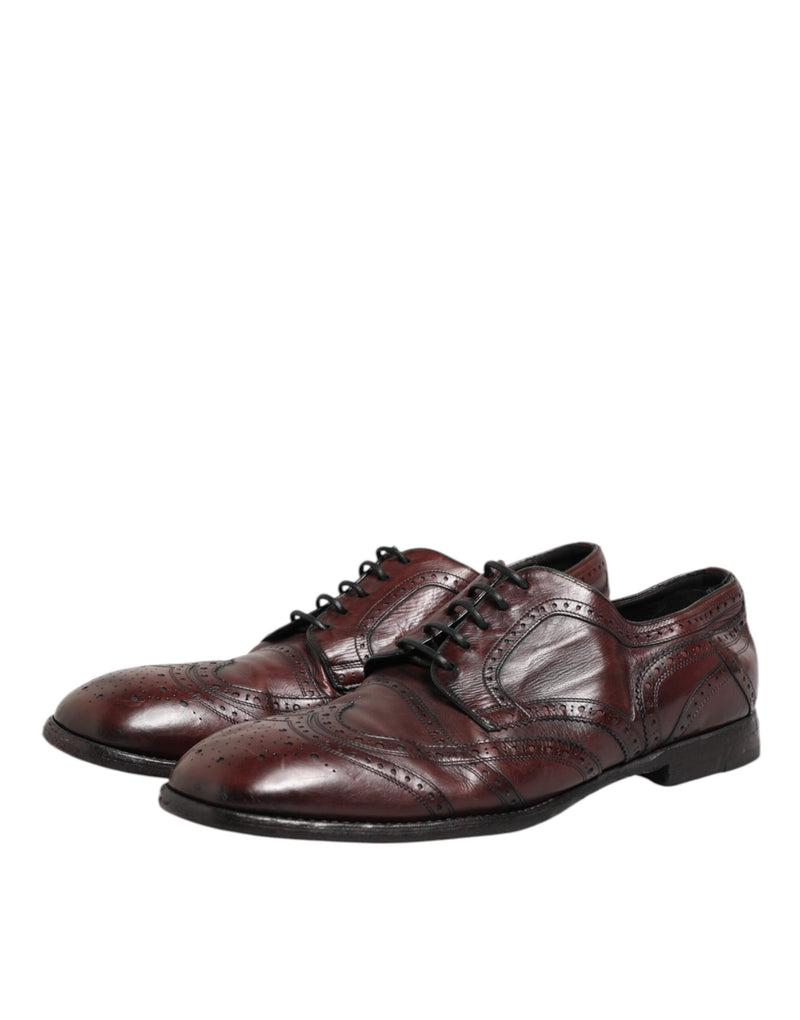 Dolce & Gabbana Bordeaux Leather Lace Up Derby Shoes