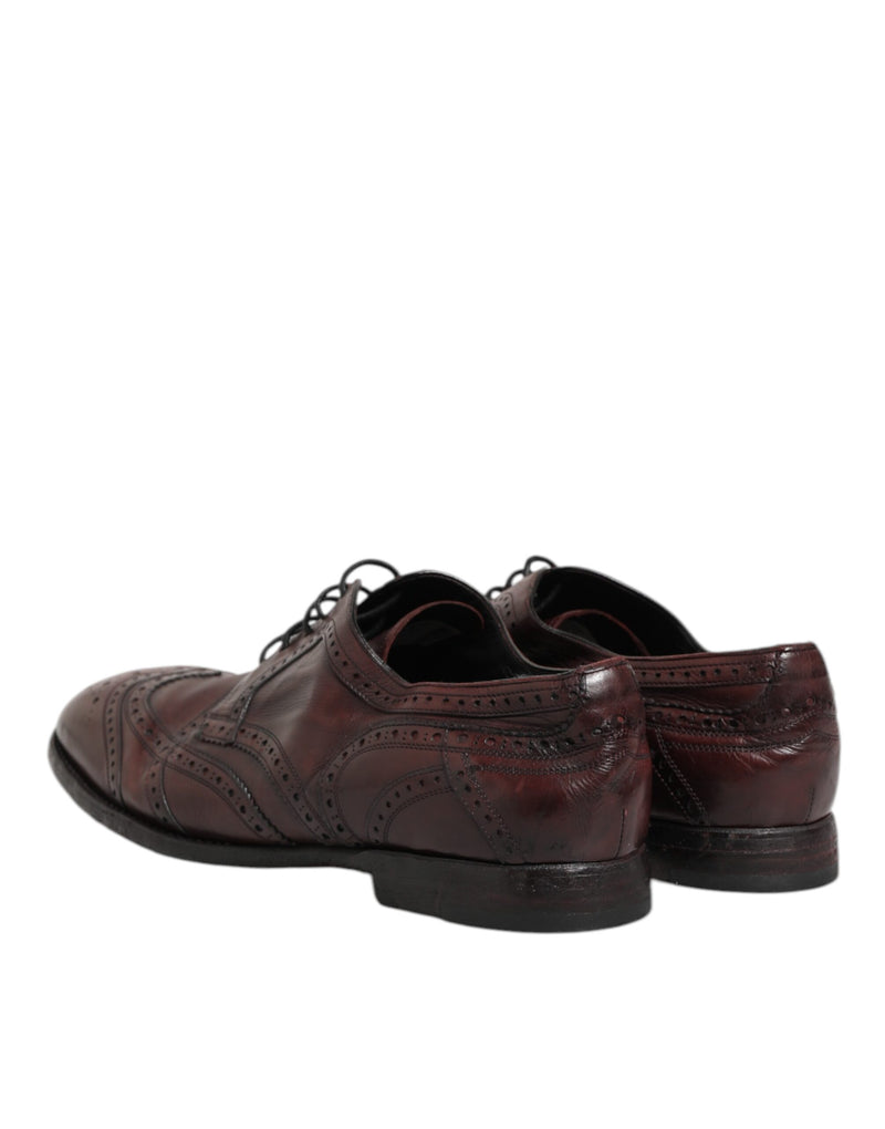 Dolce & Gabbana Bordeaux Leather Lace Up Derby Shoes