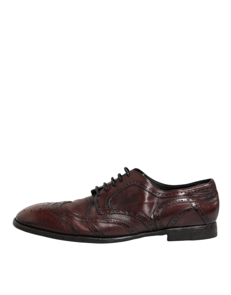 Dolce & Gabbana Bordeaux Leather Lace Up Derby Shoes