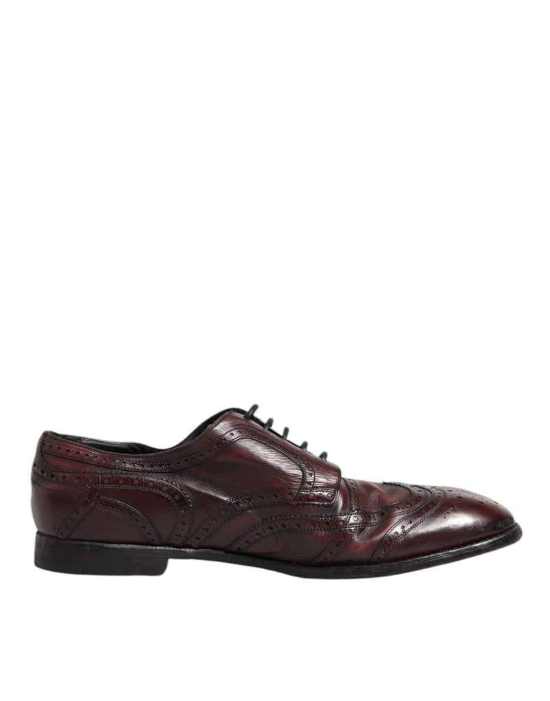 Dolce & Gabbana Bordeaux Leather Lace Up Derby Shoes