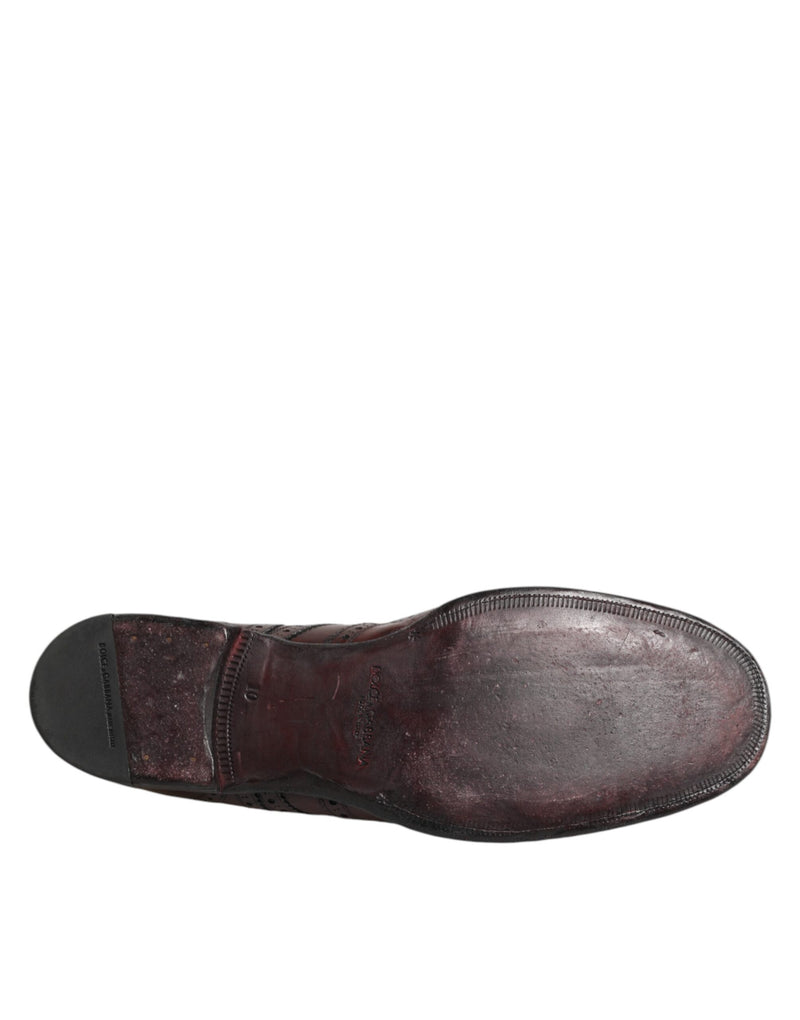 Dolce & Gabbana Bordeaux Leather Lace Up Derby Shoes