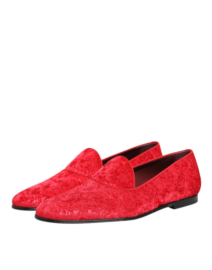 Dolce &amp; Gabbana Rode Jacquard Loafers Formele Herenschoenen