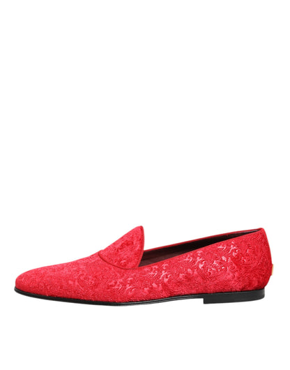Dolce &amp; Gabbana Rode Jacquard Loafers Formele Herenschoenen
