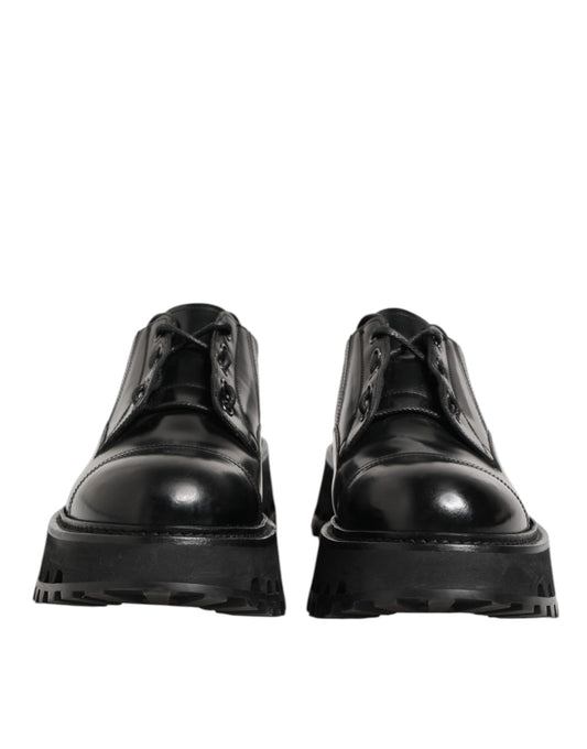 Dolce & Gabbana Chaussures Derby en Cuir Noir pour Hommes