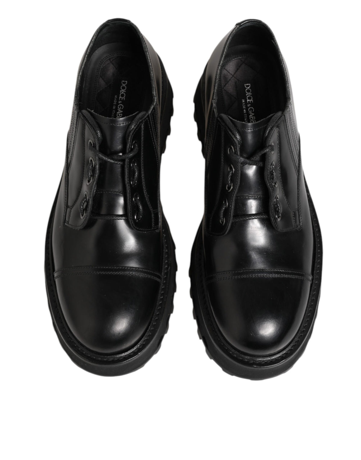 Dolce & Gabbana Chaussures Derby en Cuir Noir pour Hommes