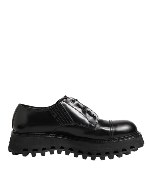 Dolce &amp; Gabbana leren derby's met vetersluiting in het zwart, herenschoenen.