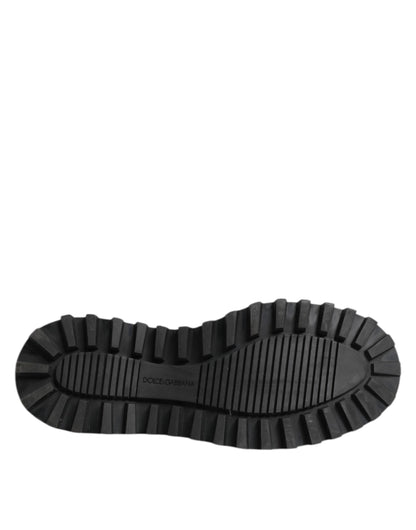 Chaussures habillées homme en cuir noir à lacets, style derby, Dolce &amp; Gabbana.