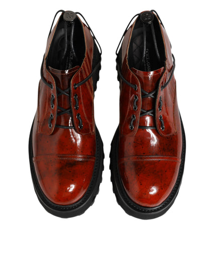 Dolce &amp; Gabbana Bruine Rode Leren Veterschoenen Derby Dress