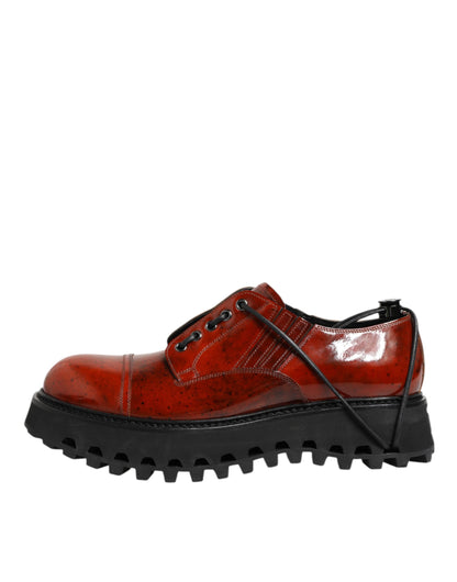Dolce &amp; Gabbana Bruine Rode Leren Veterschoenen Derby Dress