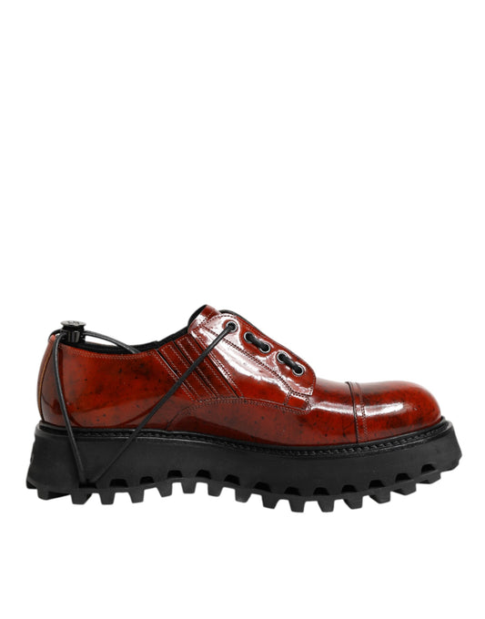 Dolce &amp; Gabbana Bruine Rode Leren Veterschoenen Derby Dress