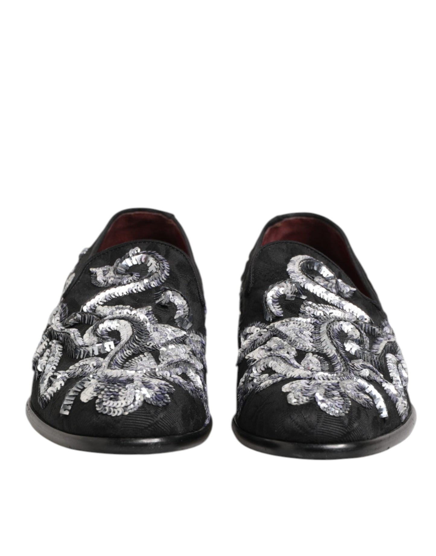 Mocassins Dolce &amp; Gabbana noirs et argentés à paillettes pour hommes