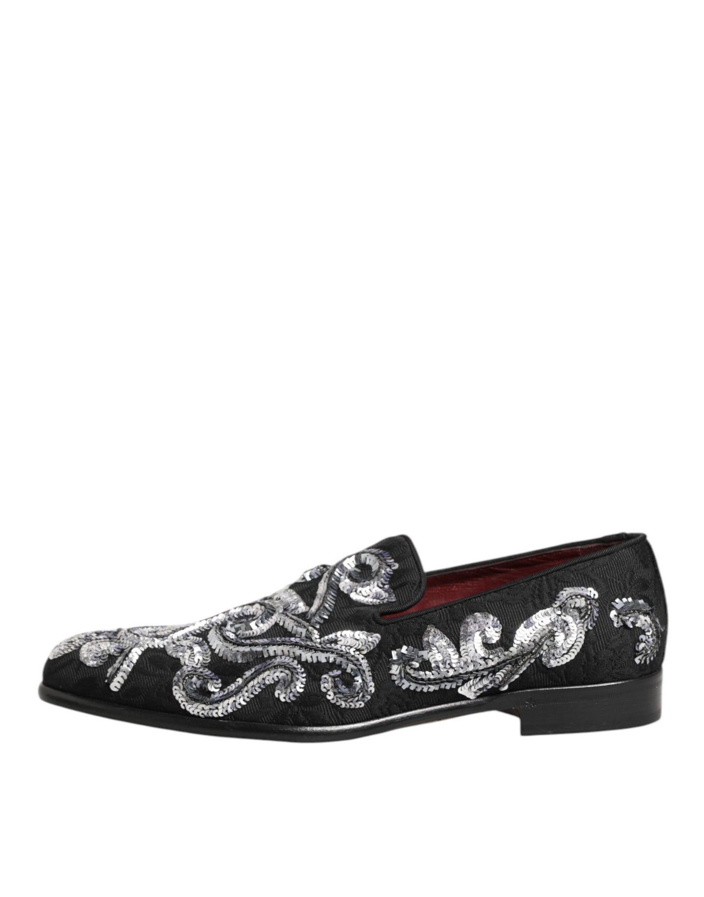 Mocassins Dolce &amp; Gabbana noirs et argentés à paillettes pour hommes