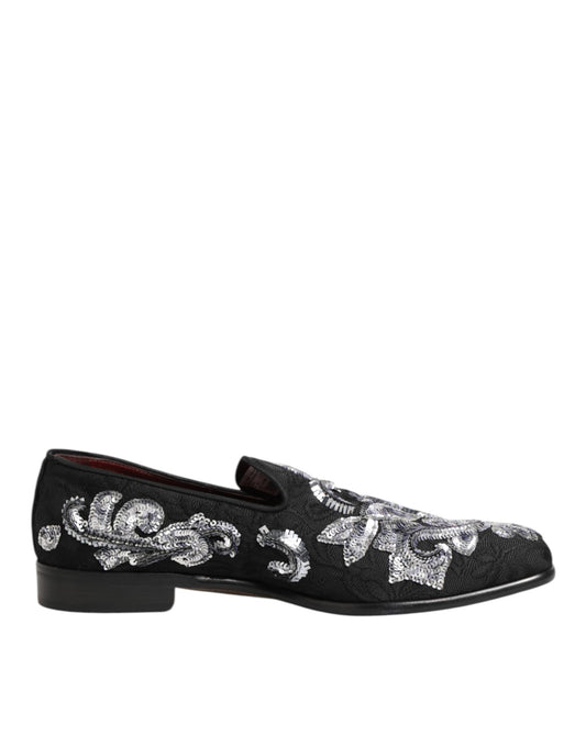 Dolce &amp; Gabbana Zwarte Zilveren Loafers met Pailletten voor Heren