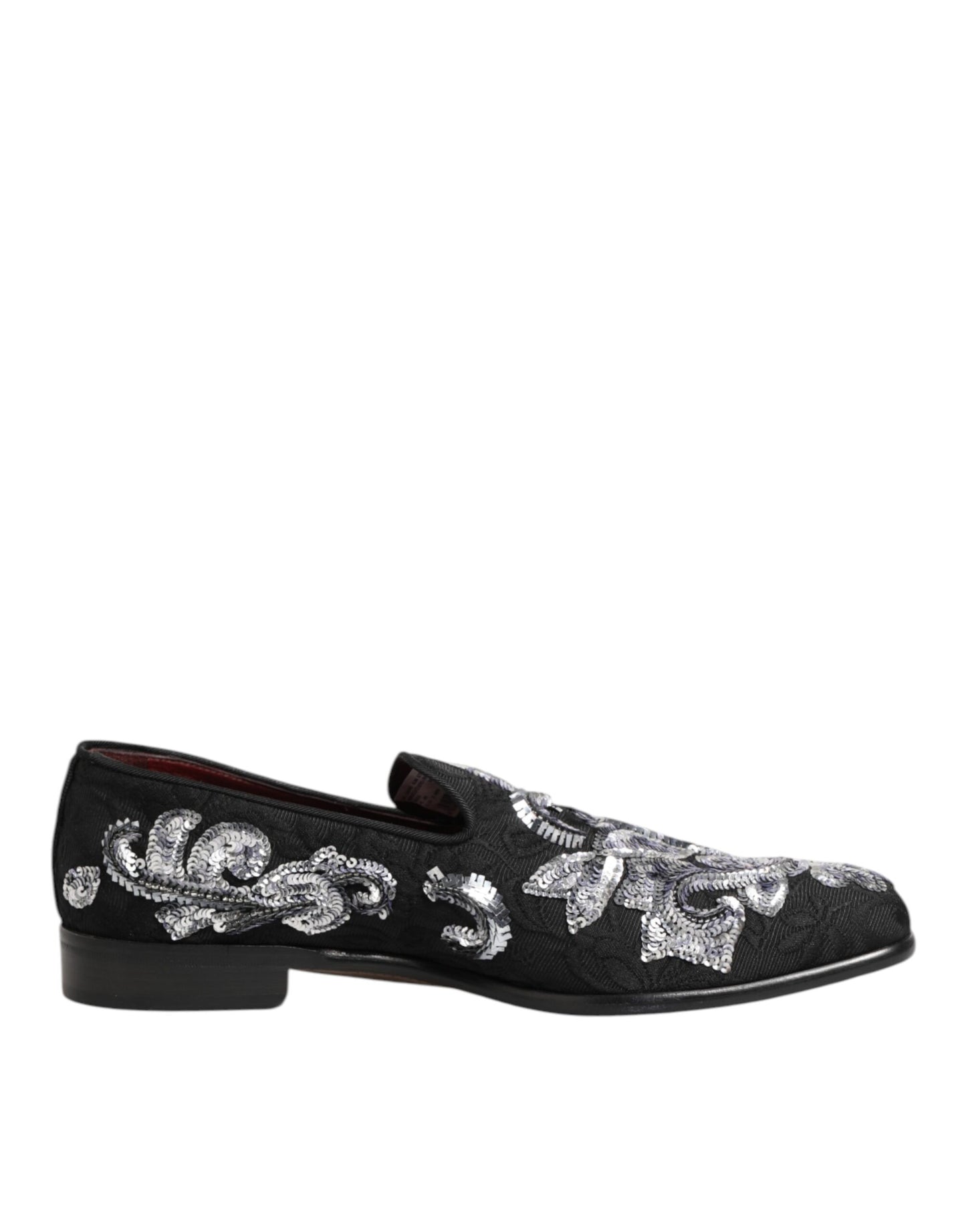 Mocassins Dolce &amp; Gabbana noirs et argentés à paillettes pour hommes