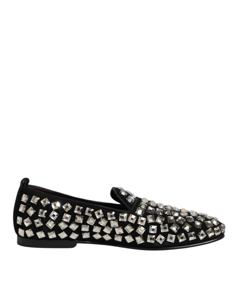 Dolce & Gabbana Black Suede Crystals Loafers for Men