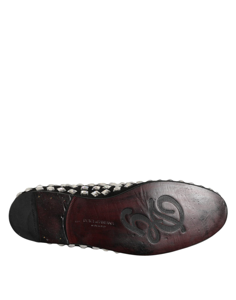 Dolce & Gabbana Black Suede Crystals Loafers for Men