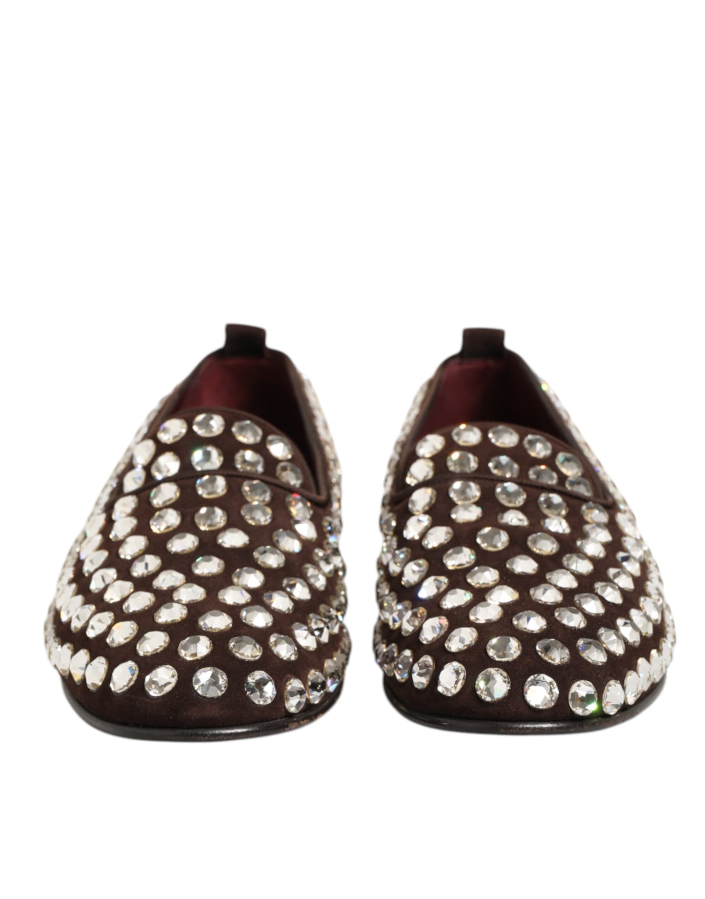 Mocassins Dolce &amp; Gabbana en daim bordeaux ornés de cristaux