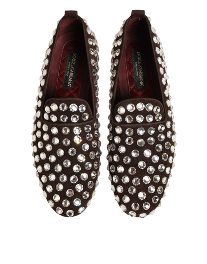 Mocassins Dolce &amp; Gabbana en daim bordeaux ornés de cristaux