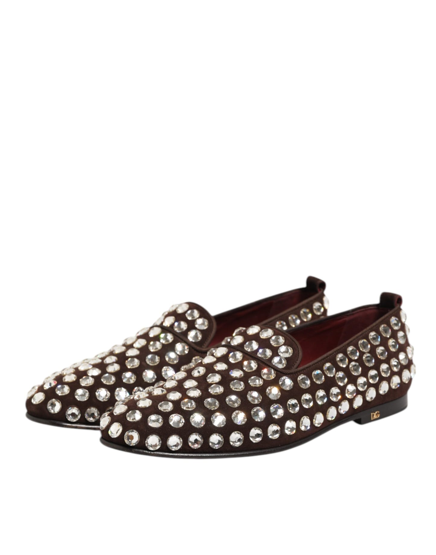 Mocassins Dolce &amp; Gabbana en daim bordeaux ornés de cristaux