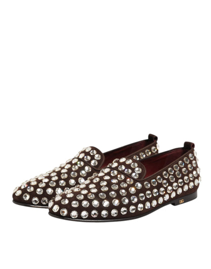 Mocassins Dolce &amp; Gabbana en daim bordeaux ornés de cristaux