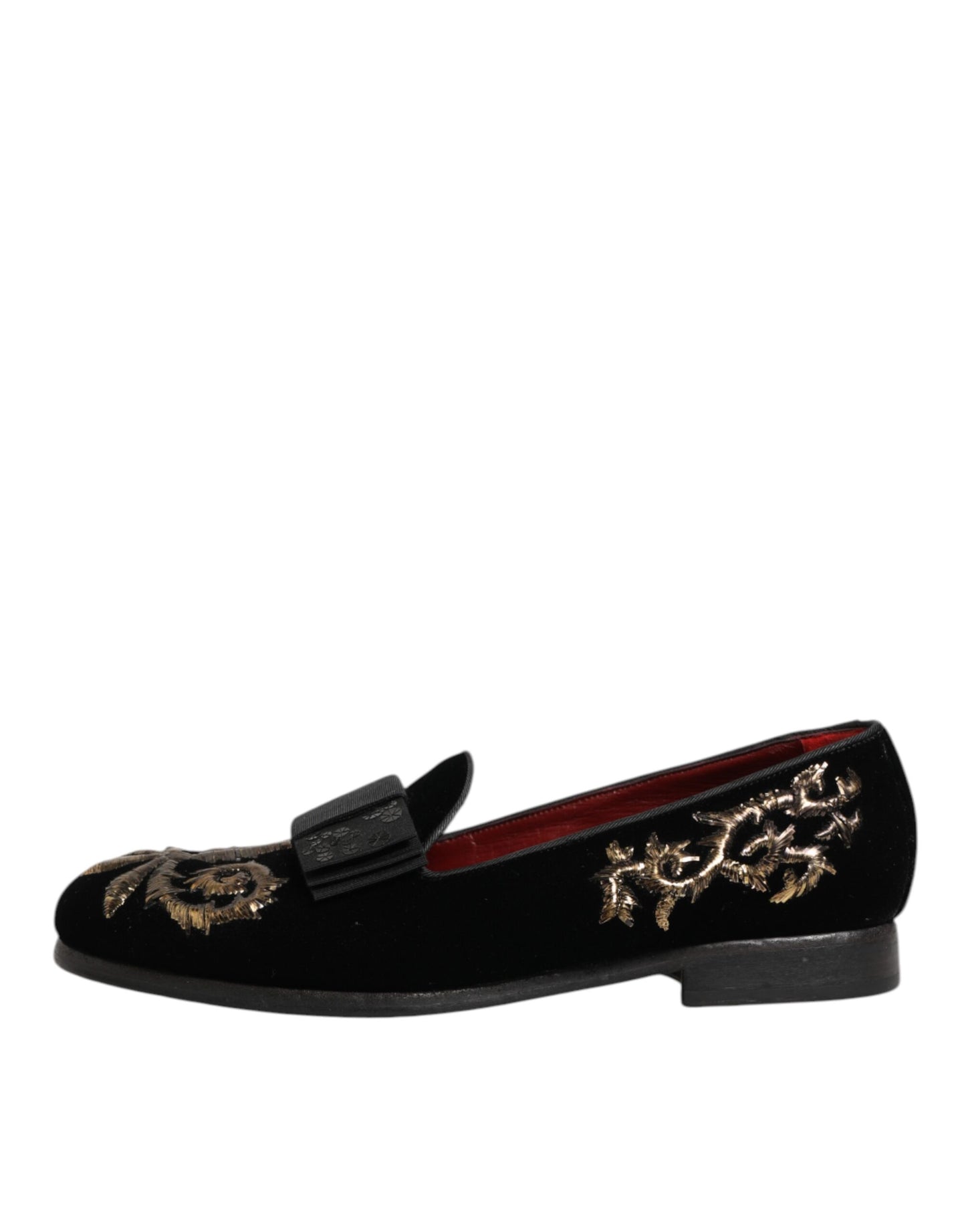 Dolce &amp; Gabbana Zwarte Fluwelen Borduurwerk Formele Loafers Schoenen
