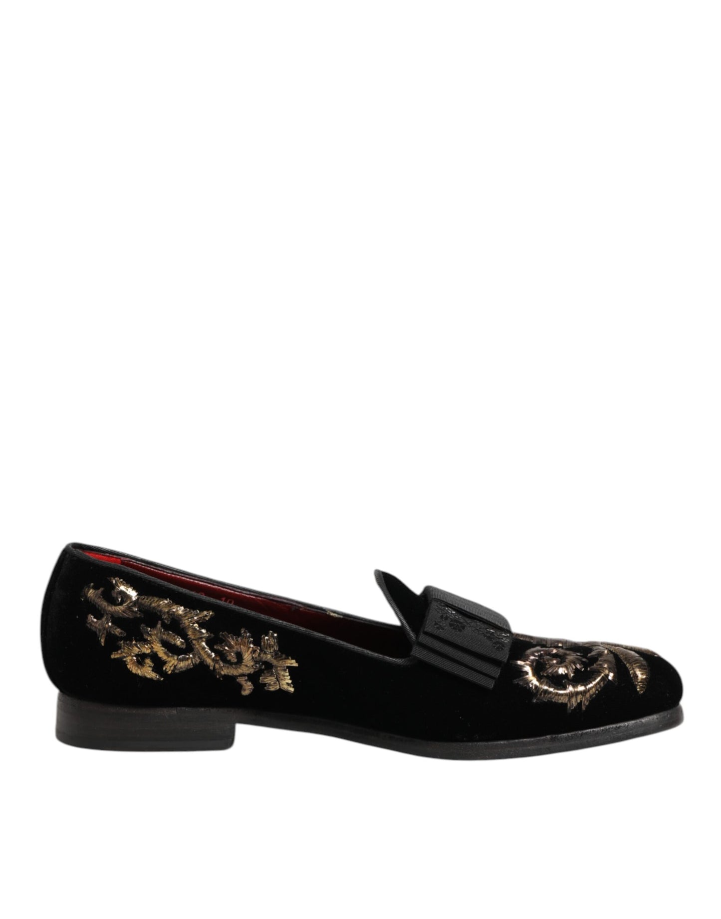 Dolce &amp; Gabbana Zwarte Fluwelen Borduurwerk Formele Loafers Schoenen