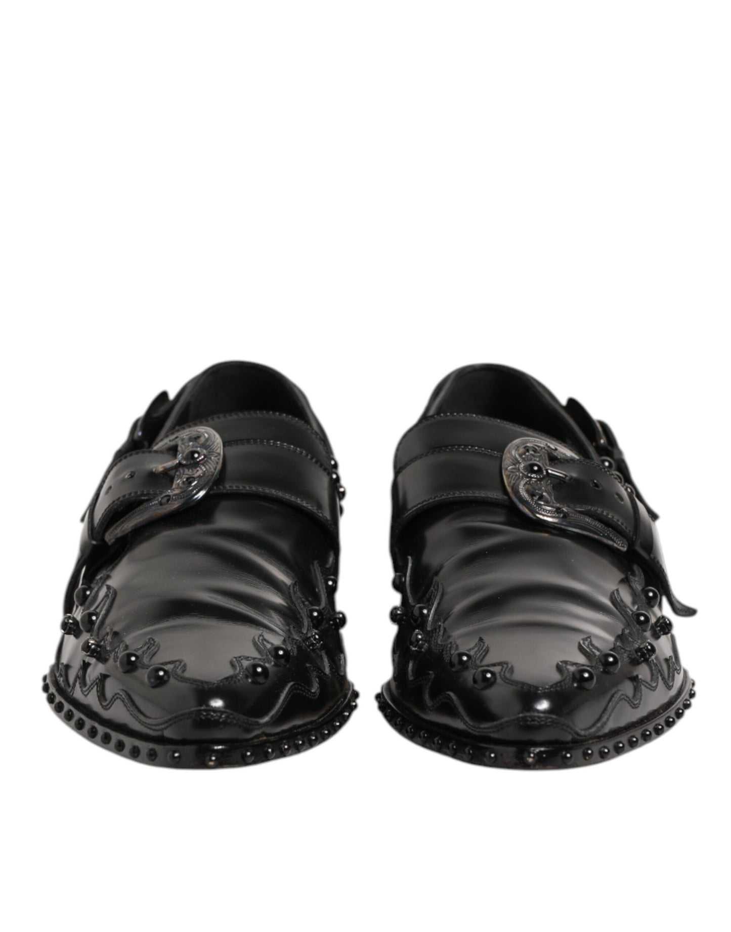 Dolce &amp; Gabbana Zwarte Versierde Jurk Monk Strap Schoenen