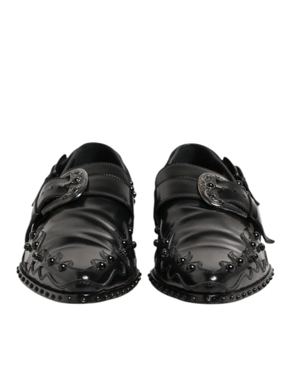 Dolce &amp; Gabbana Zwarte Versierde Jurk Monk Strap Schoenen