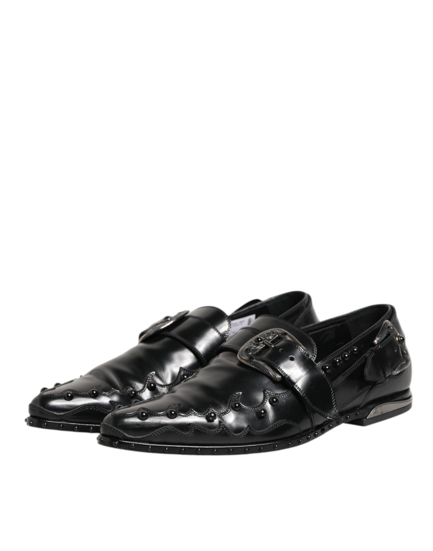 Dolce &amp; Gabbana Zwarte Versierde Jurk Monk Strap Schoenen