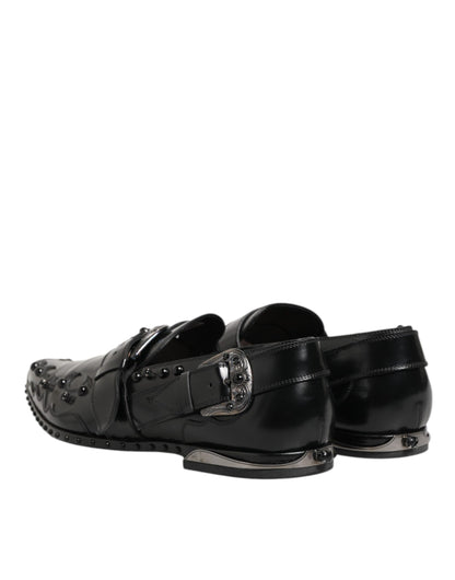 Dolce &amp; Gabbana Zwarte Versierde Jurk Monk Strap Schoenen