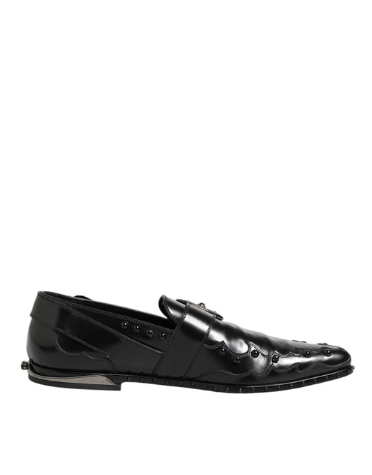 Dolce &amp; Gabbana Zwarte Versierde Jurk Monk Strap Schoenen