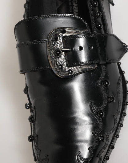Dolce &amp; Gabbana Zwarte Versierde Jurk Monk Strap Schoenen