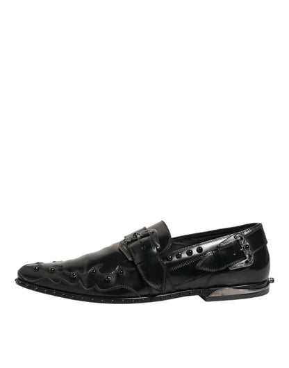 Dolce &amp; Gabbana Zwarte Versierde Jurk Monk Strap Schoenen