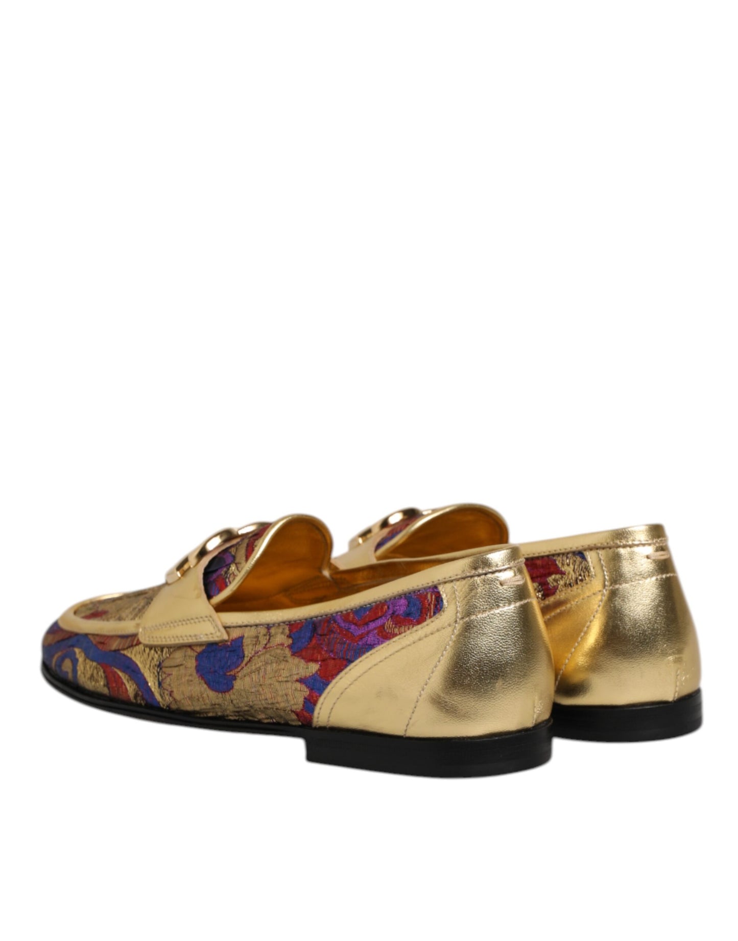 Dolce &amp; Gabbana Multicolor Jacquard Gold DG Logo Loafer Schoenen