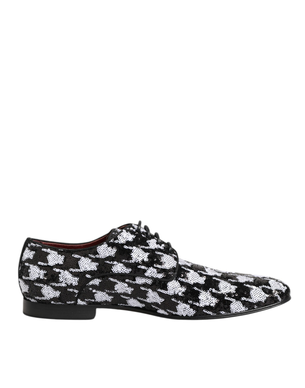 Dolce & Gabbana Black & White Sequined Lace-Up Derby Dress Shoes