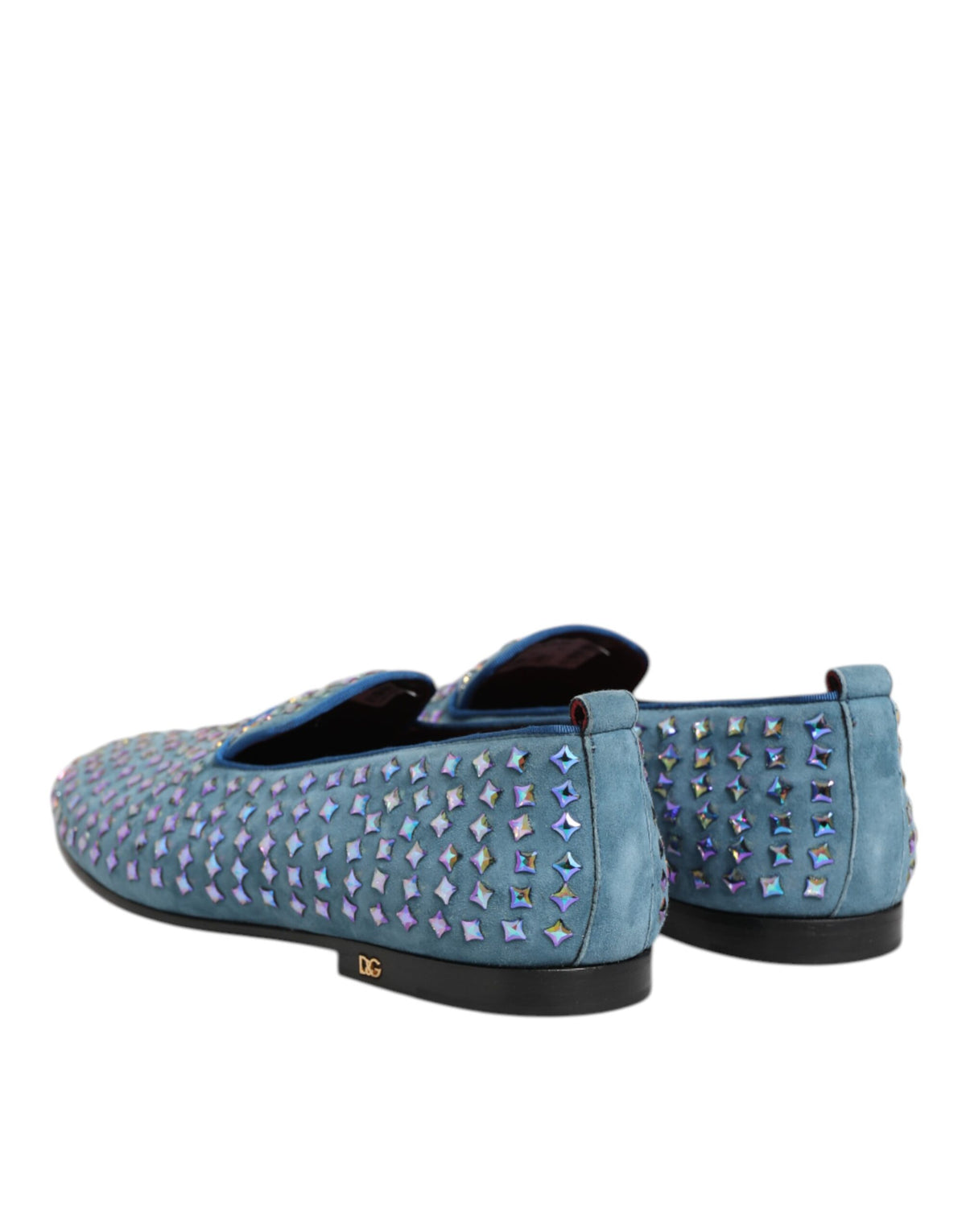 Dolce & Gabbana Blue Suede Studded Dress Loafers for Men