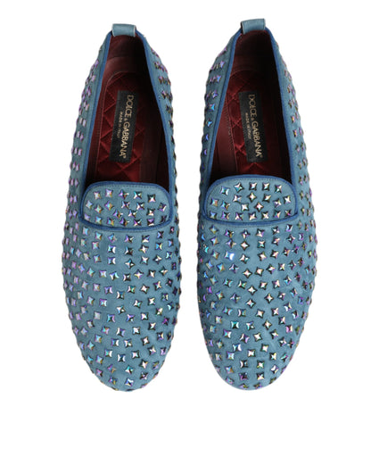 Mocassins habillés pour homme Dolce &amp; Gabbana en daim bleu clouté