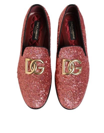 Mocassins à paillettes roses Dolce &amp; Gabbana pour hommes