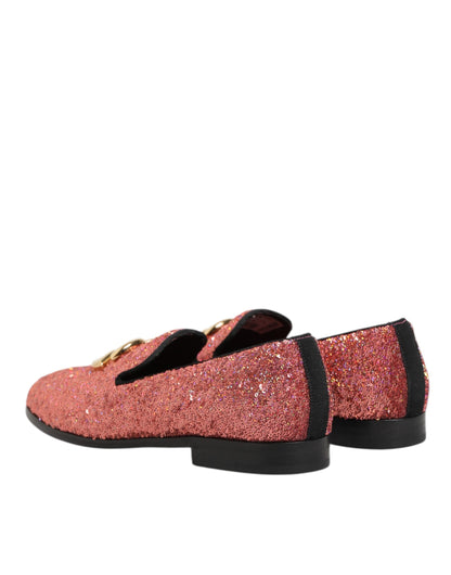Mocassins à paillettes roses Dolce &amp; Gabbana pour hommes