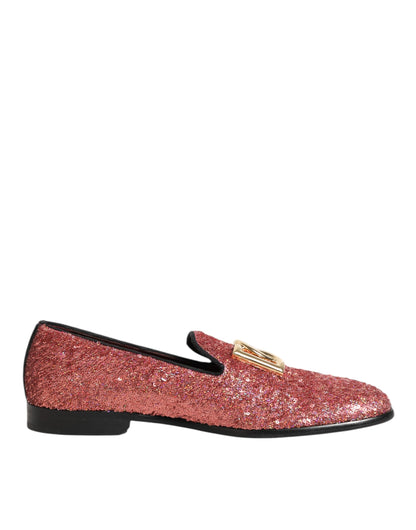 Mocassins à paillettes roses Dolce &amp; Gabbana pour hommes