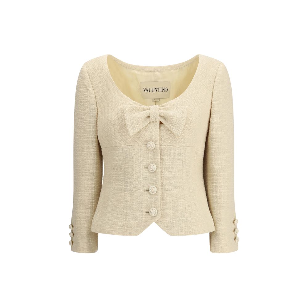 Veste courte Valentino en tweed de laine uni