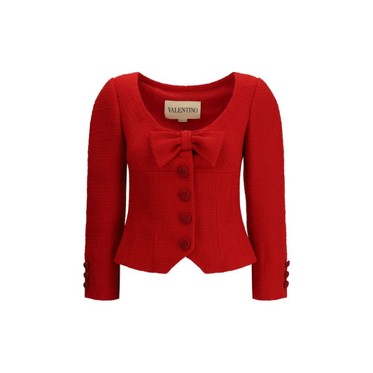 Veste courte Valentino en tweed de laine uni