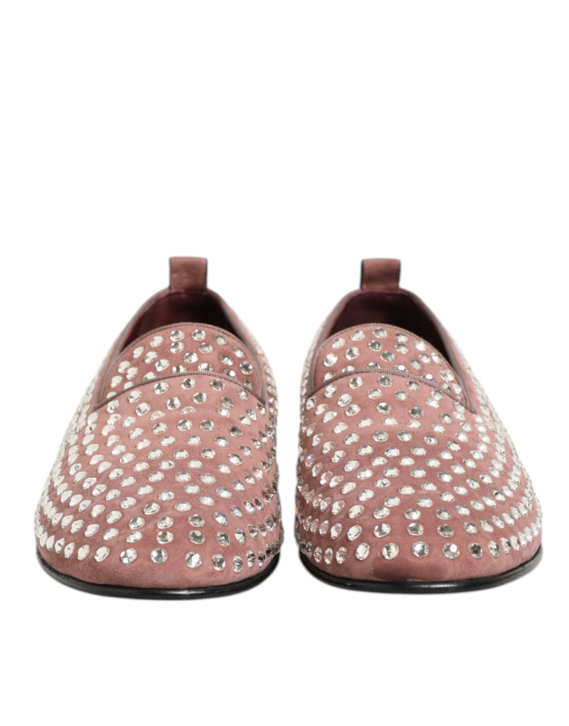 Dolce & Gabbana Pink Suede Crystals Loafers for Men