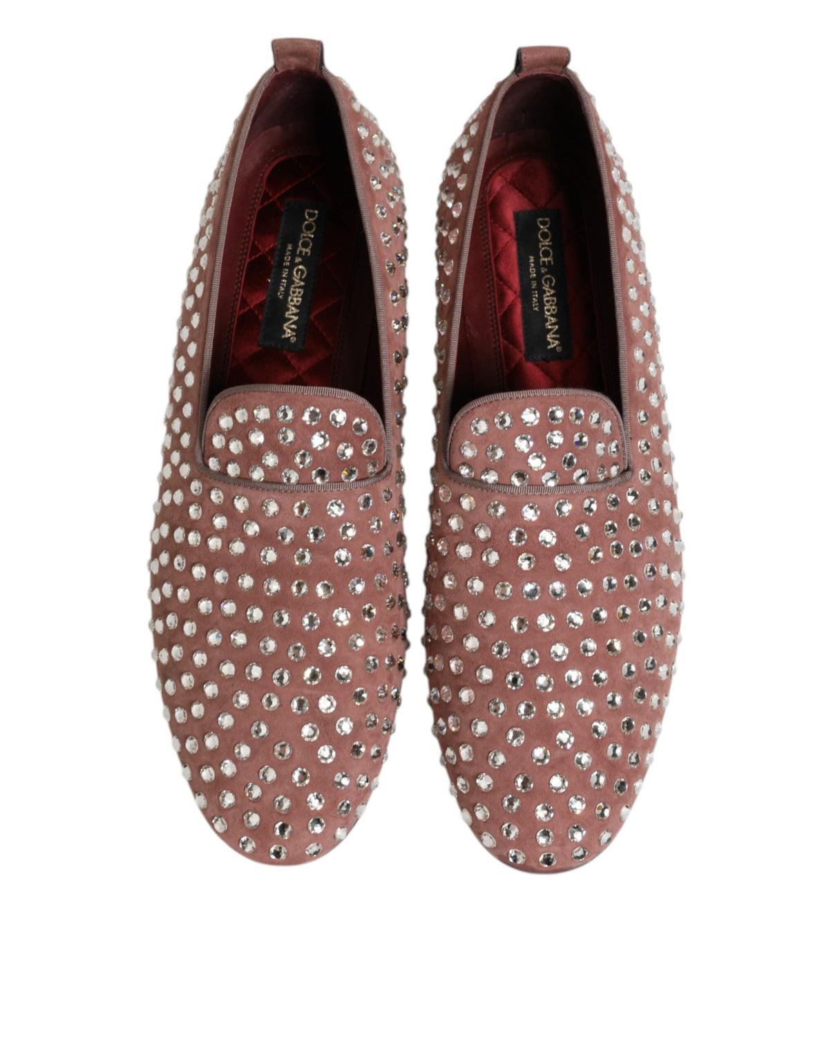 Dolce & Gabbana Pink Suede Crystals Loafers for Men