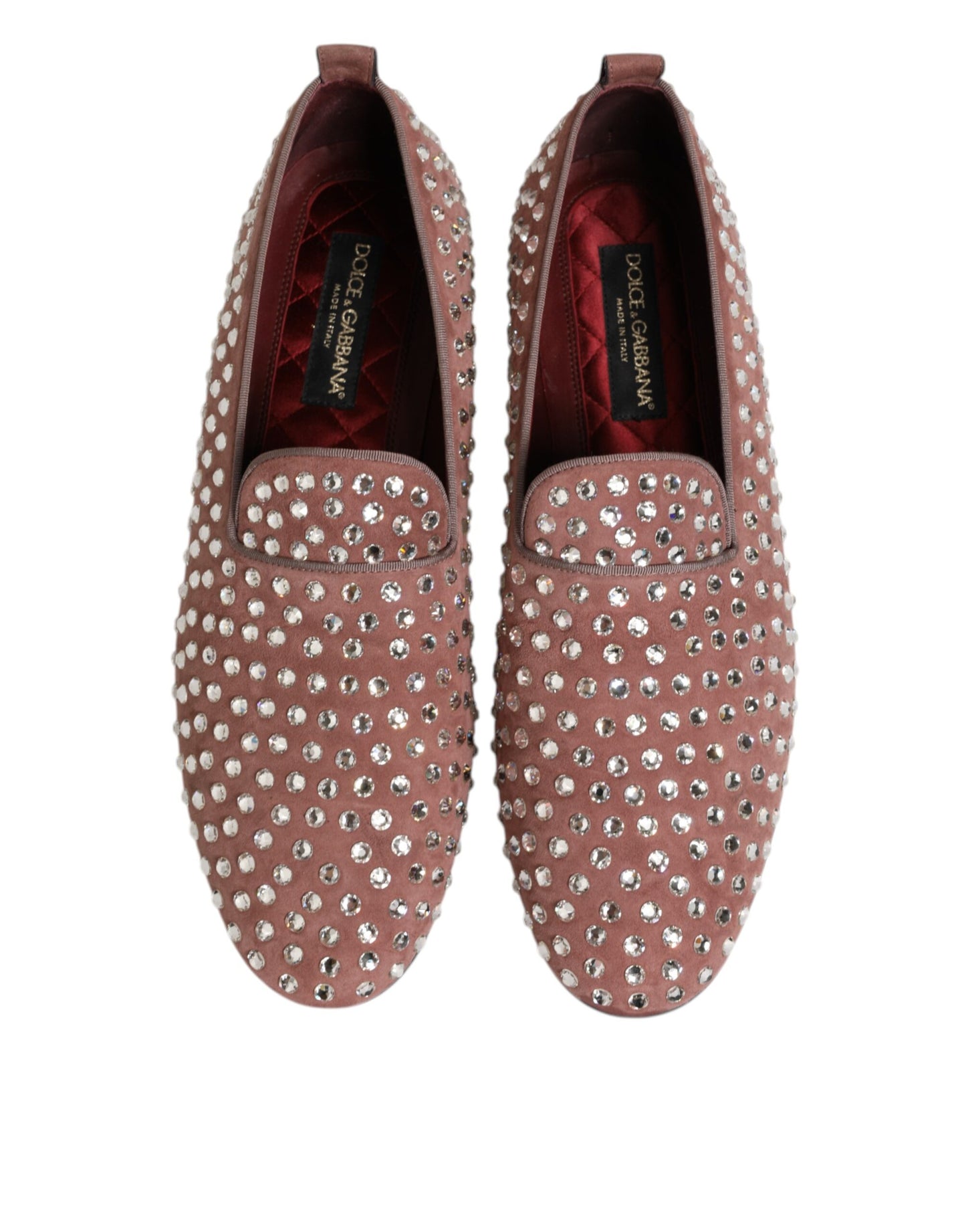 Dolce &amp; Gabbana roze suède kristallen loafers herenschoenen