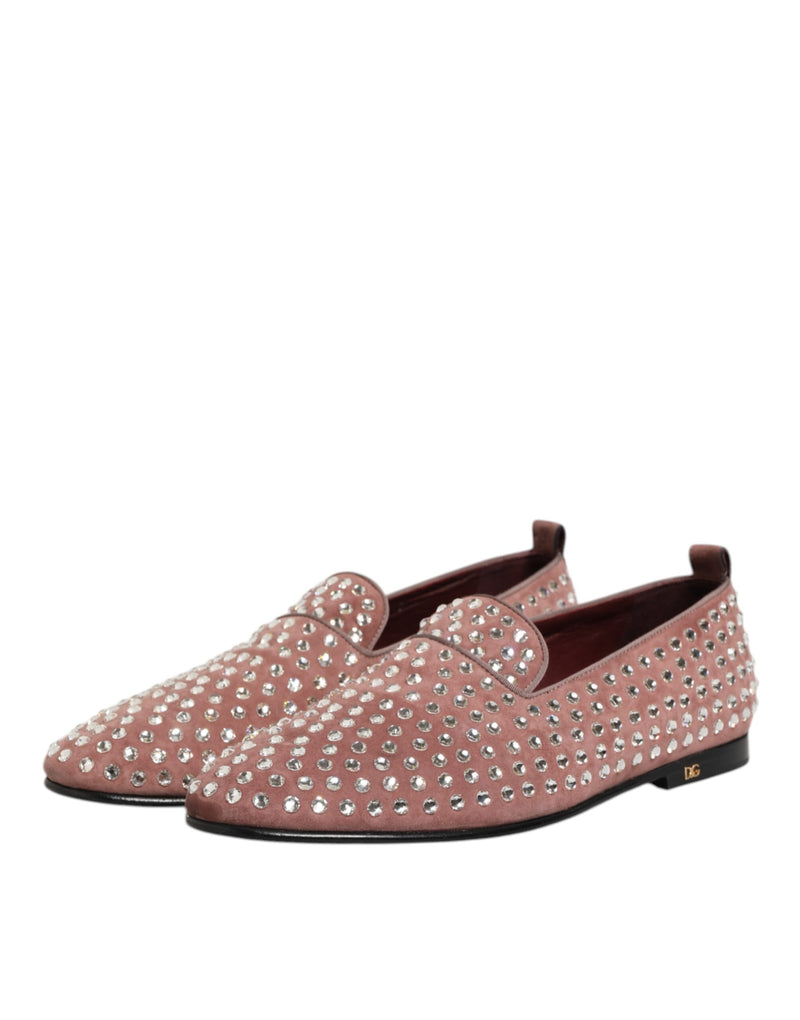 Dolce & Gabbana Pink Suede Crystals Loafers for Men