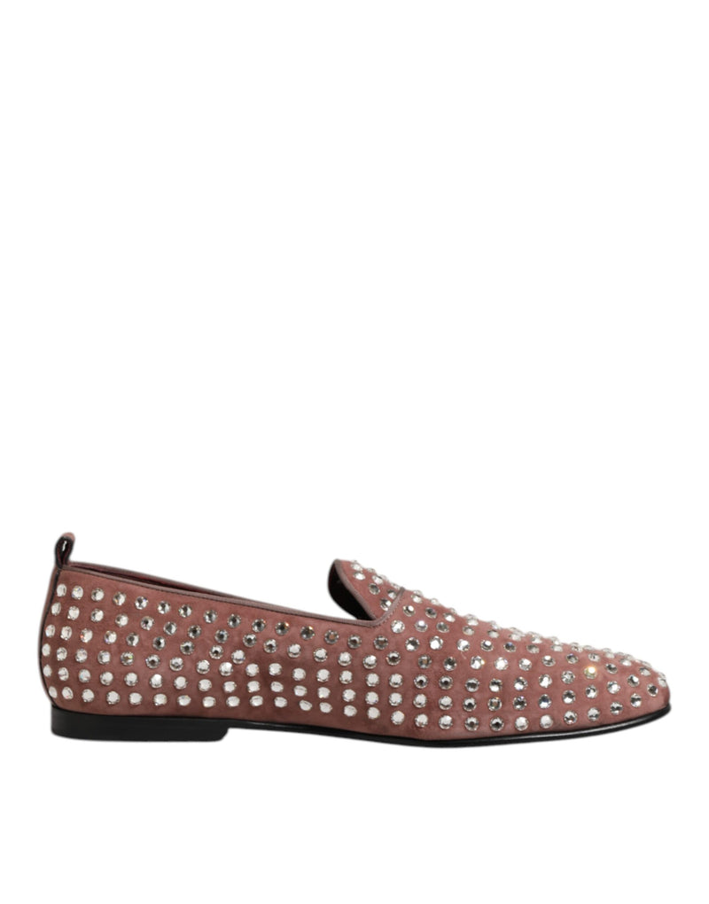 Dolce & Gabbana Pink Suede Crystals Loafers for Men